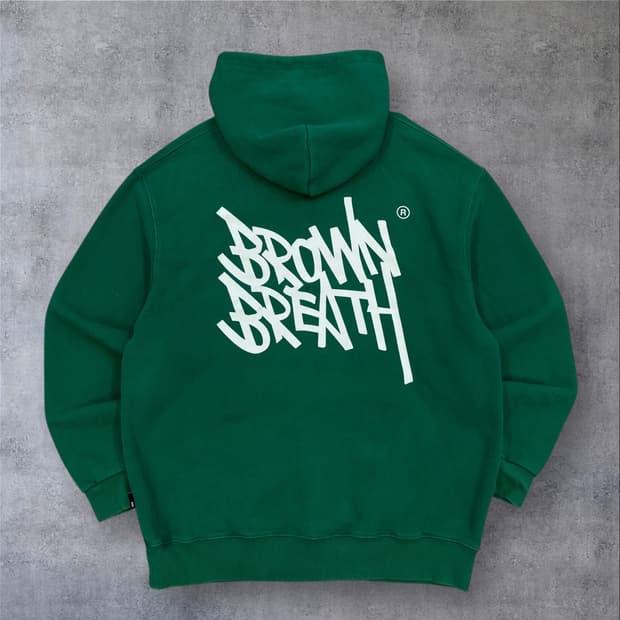 브라운브레스 빅로고 그린 후드티