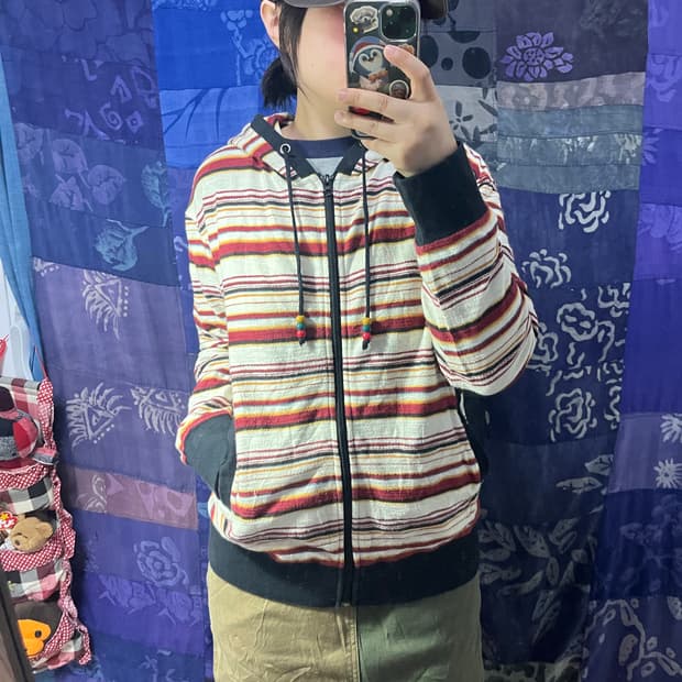 Villand 에스닉 스트라이프 후드집업