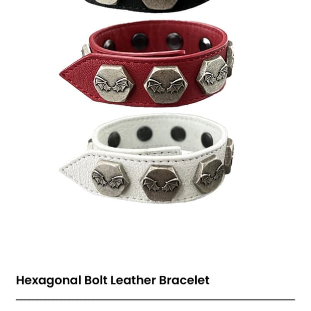 데빌킴 Bolt Leather Bracelet [red, black]