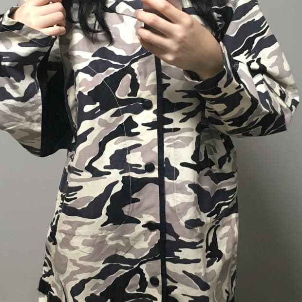빈티지 밀리터리 카모 후드 아우터