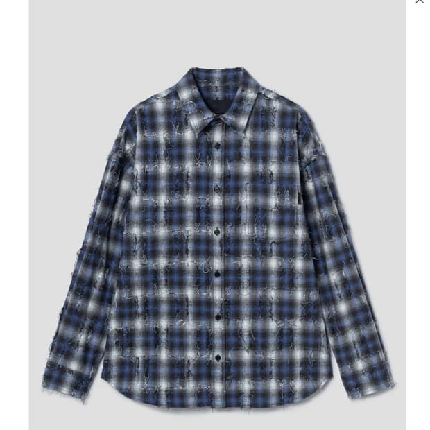 준지 26SS 그리드 니들 체크 블루 셔츠 52사이즈