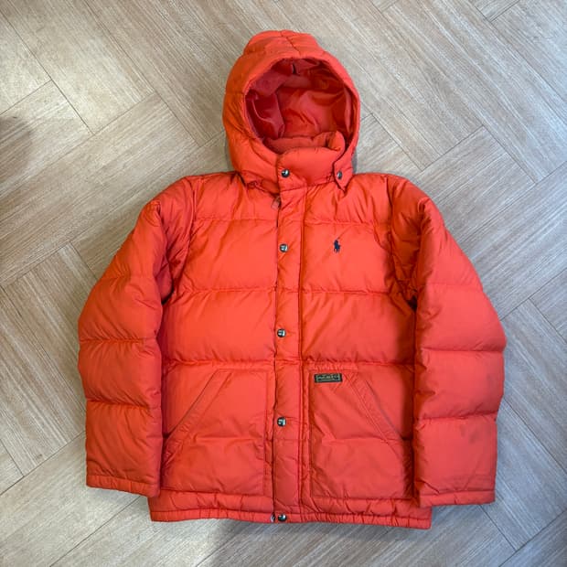 폴로 랄프로렌 오렌지 후드 덕다운 푸퍼 자켓