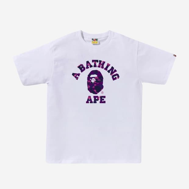 Bape 베이프 화이트 + 퍼플 카모 반팔티 s