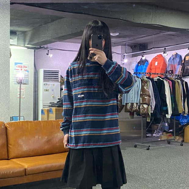 팔라스 스케이트보드 포켓 스트라이프 크루넥 스웻 맨투맨  B4151 