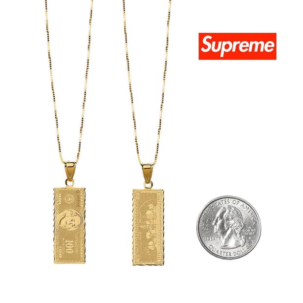 슈프림 17fw 100 dollar bill pendant