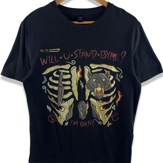 JPN 쉬인 본 프린팅 티셔츠2552