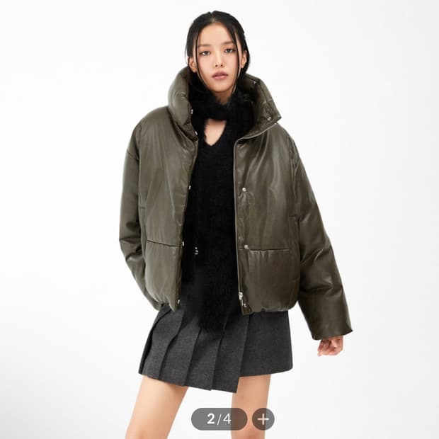 미쏘 레더 패딩 카키