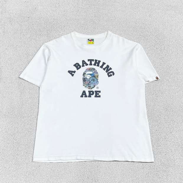 베이프 Bape 플로럴 카모 컬리지 반팔티 화이트
