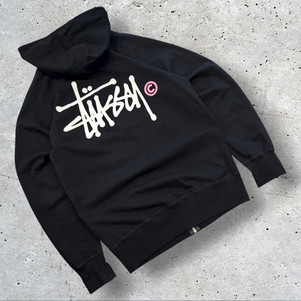 [M] 스투시 재팬 블랙 빅로고 후드집업 백로고 B343