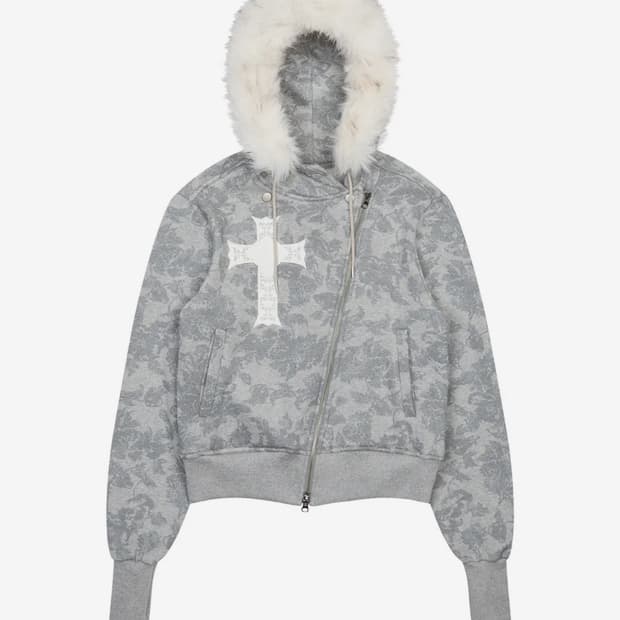 러브이즈트루 GT FUR UNBALANCE HOOD ZIP UP(GRAY