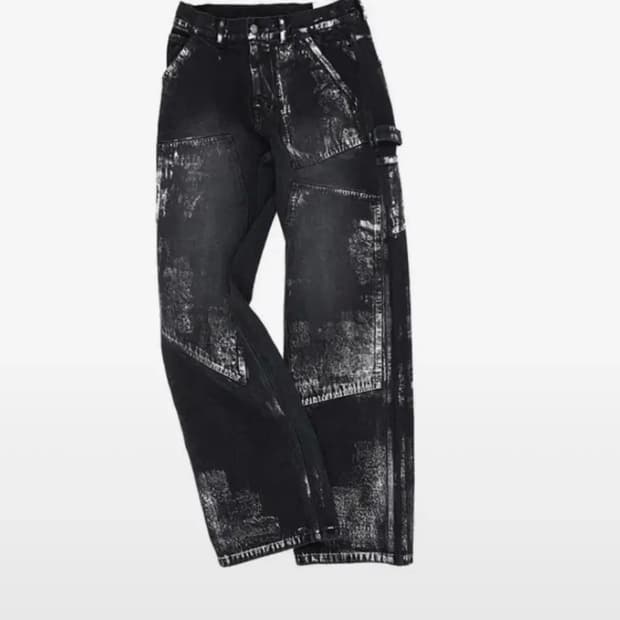 앤더슨벨 왁스 코티드 와이드 레그 진 (30)