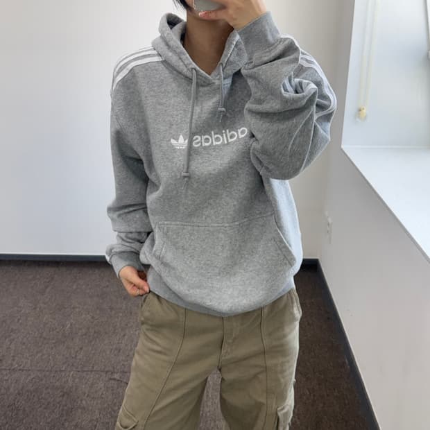 Adidas 아디다스 스펠아웃 로고 그레이 후드티