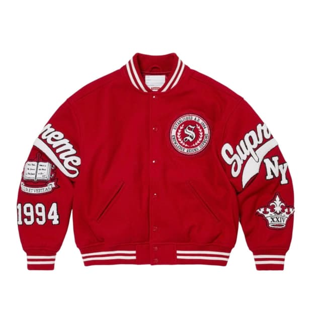 슈프림 베리타스 바시티 자켓 레드