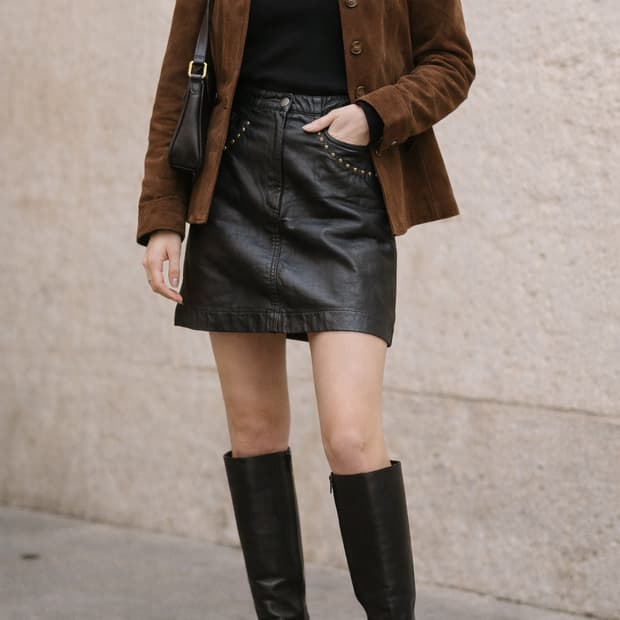 Dorothée Bis 90's 빈티지 빈램스킨 스터드 스커트