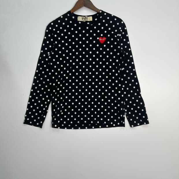 꼼데가르송 도트 무늬 긴팔티