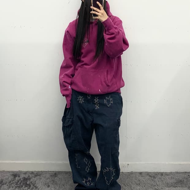 Reverse weave 90s usa 페인팅 후디