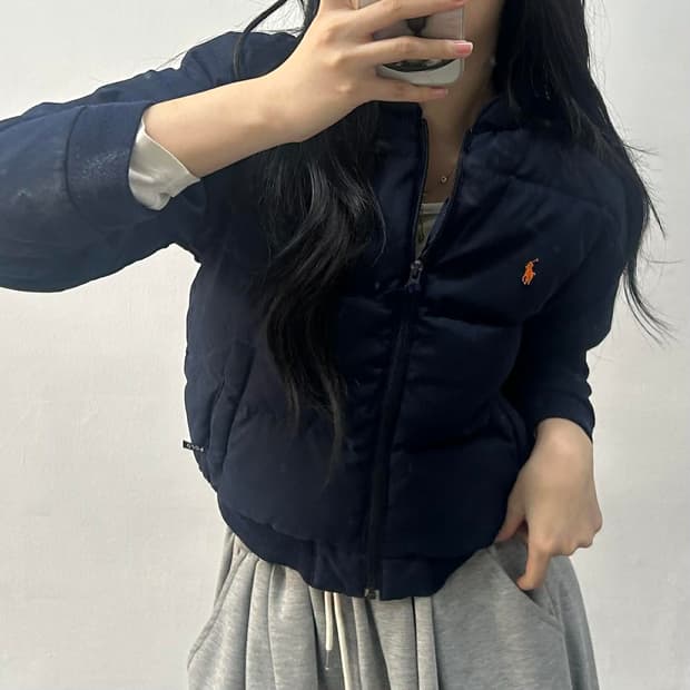 폴로 랄프로렌 네이비 푸퍼 다운 자켓 걸즈 패딩(S)