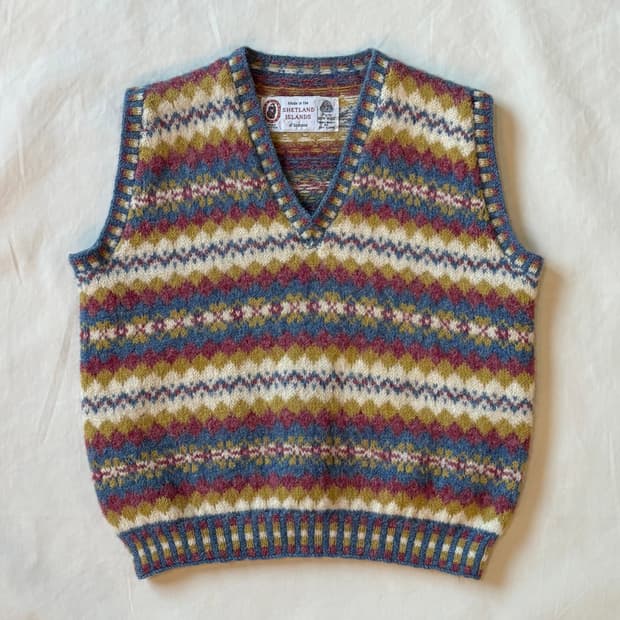 [아동] 80s 스코틀랜드 셰틀랜드 핸드 니티드 페어아일 울 니트 베스트