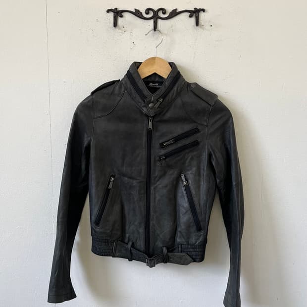 Moussy 카키그레이 라이더 자켓