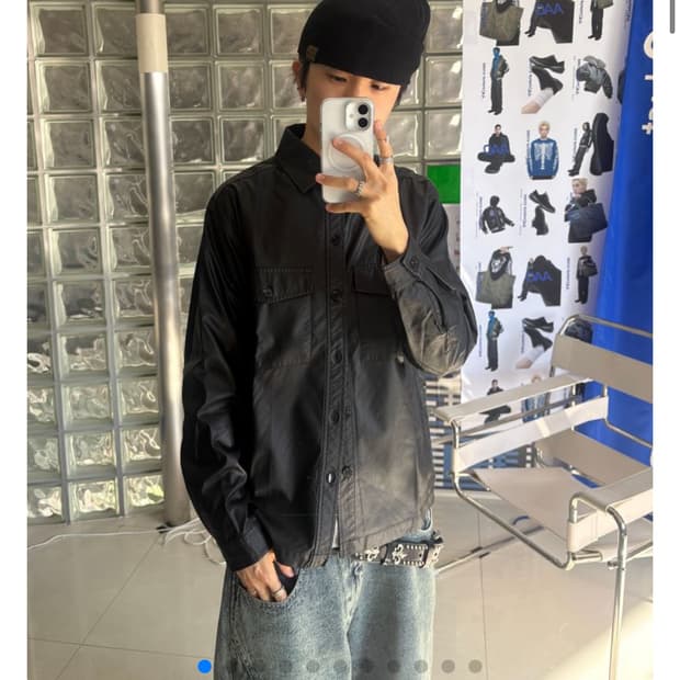 빔즈 fake leather CPO shirt