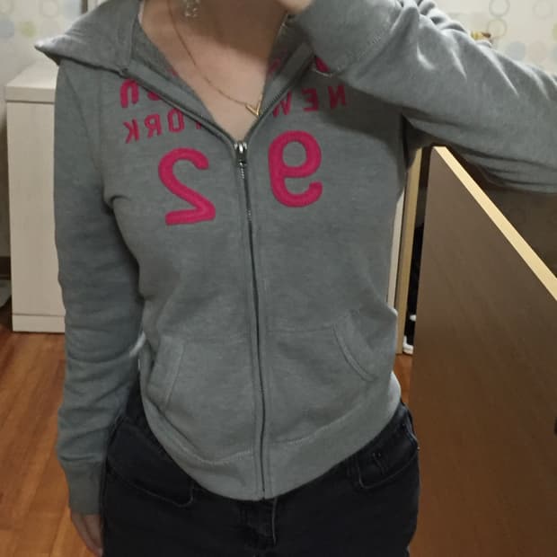 아베크롬비 딱붙 그레이 후드집업