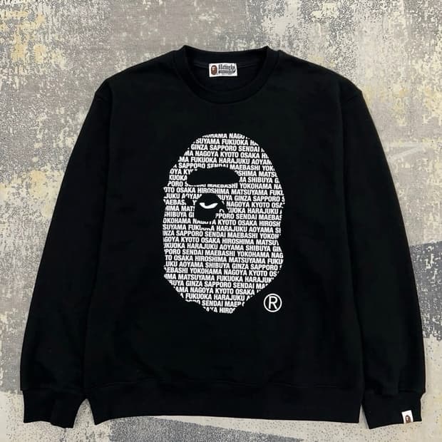 베이프 Bape 레터링헤드로고 맨투맨 블랙