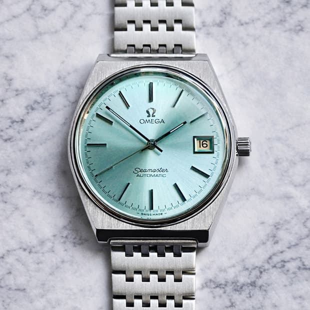 정품 오메가 씨마스터 자동 뻐뻐시 티파니블루 남자 시계 명기 1010