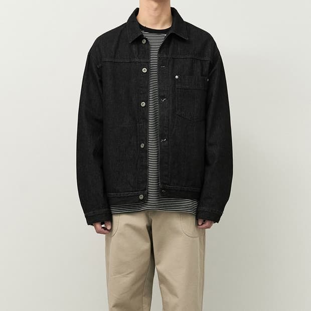 24FW Drape Denim Jacket Black 2사이즈