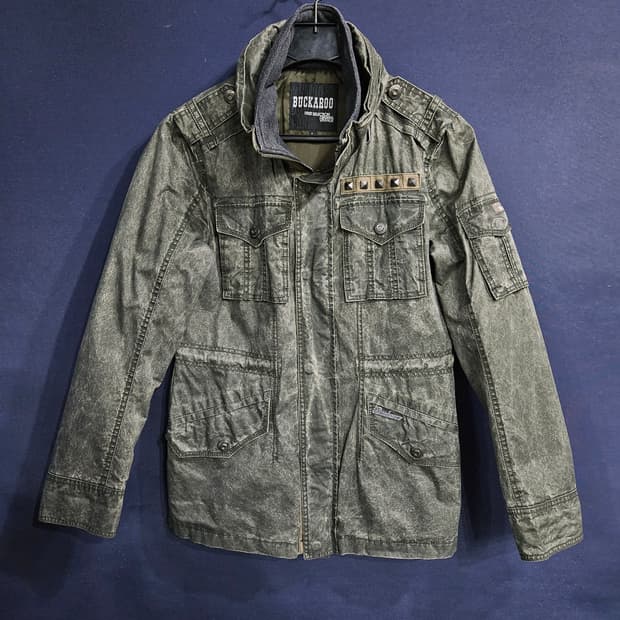 버커루 카키 남성 슬림핏 100 빈티지 야상자켓 