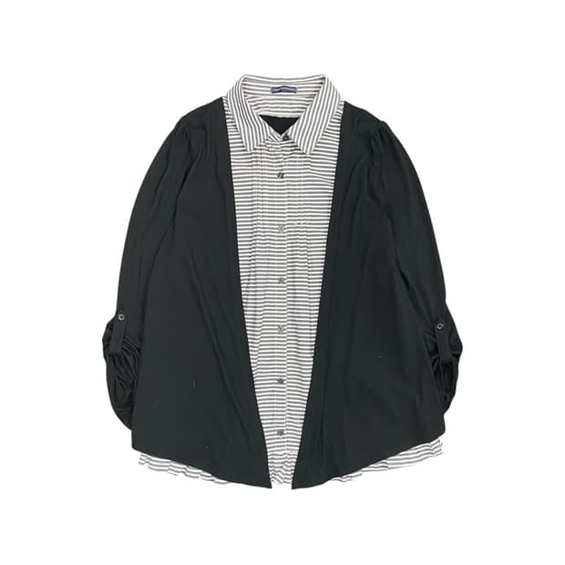 Japanese vtg 플리츠 디테일 레이어드 스트라이프 셔츠
