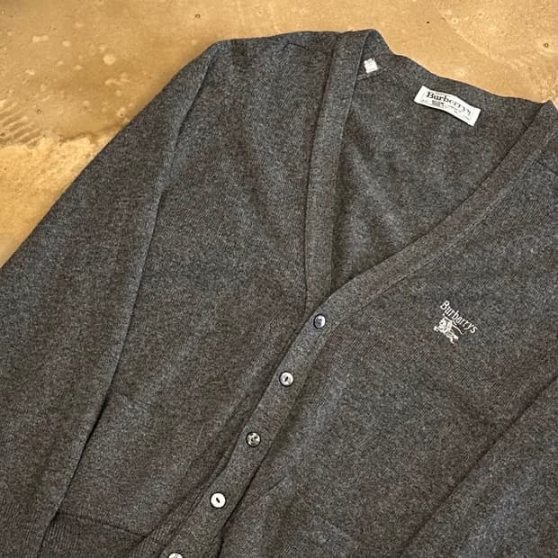 40 버버리 그레이 램스울 브이넥 가디건