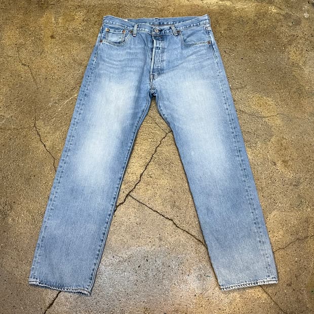 미국 빈티지 리바이스 프리미엄 501 93 연청 데님 팬츠