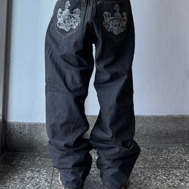 빈티지 자수 디테일 힙합팬츠