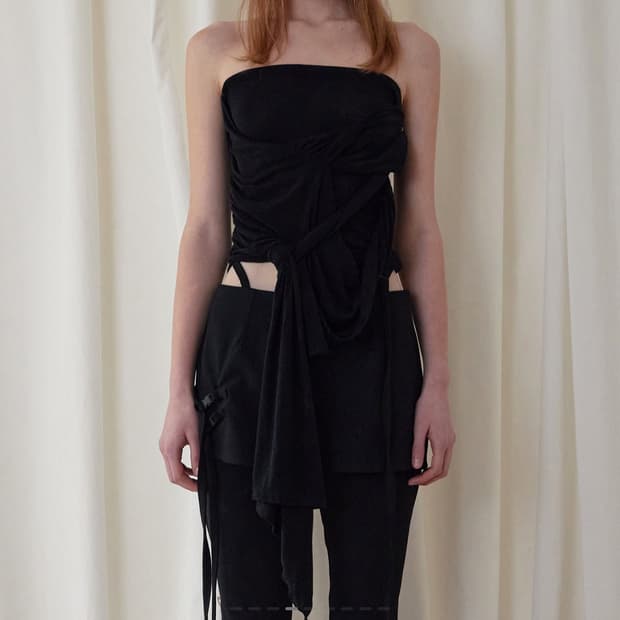 26ss 보헤미안서울 시그니처 드레이프 튜브탑 블랙