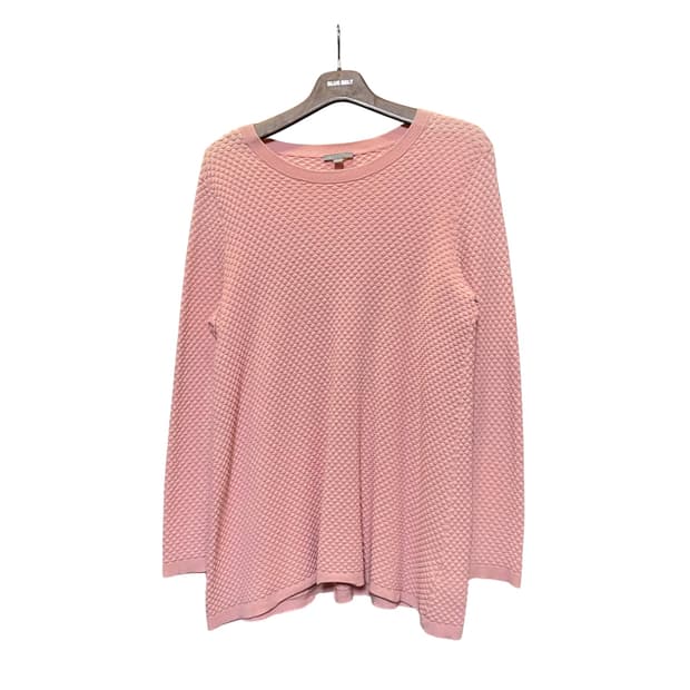 코스 와플 맨투맨 티셔츠 엠보싱 텍스쳐 플레어 핏 디테일 핑크