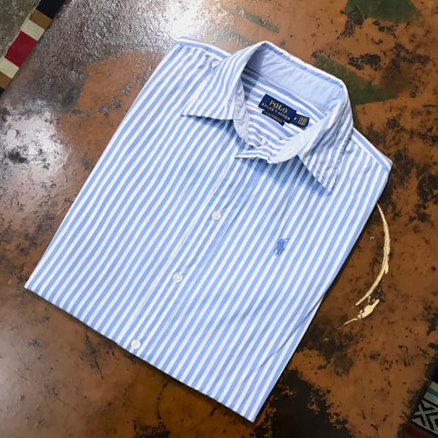 폴로랄프로렌 라이트 블루 스트라이프 코튼 셔츠 여성 55 사이즈