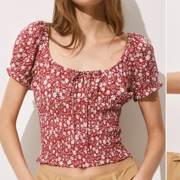 [새상품, 택ㅇ]H&m 레드 플라워 블라우스🥀