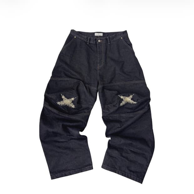 아오이로 오오키 페더 데님 팬츠 다크 인디고