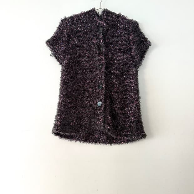 Color mix boucle button half cardigan 