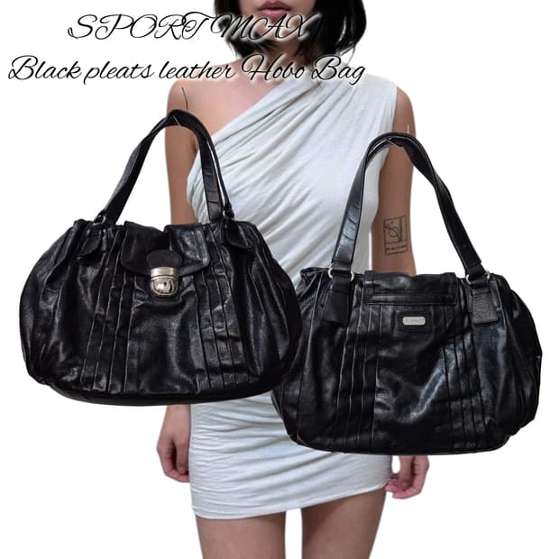 SPORT MAX Black pleats leather Hobo Bag