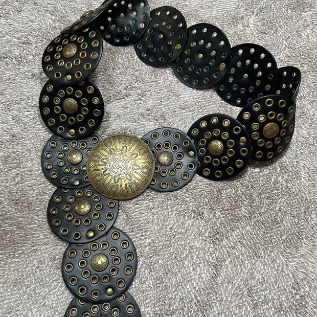 보헤미안 웨스턴 벨트 블랙 