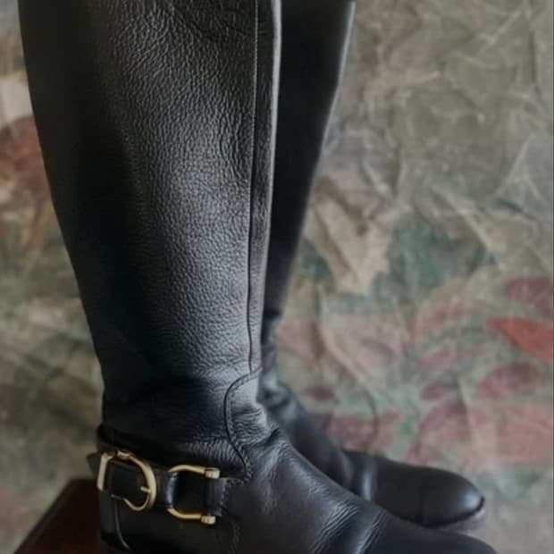 버버리 레더 롱부츠