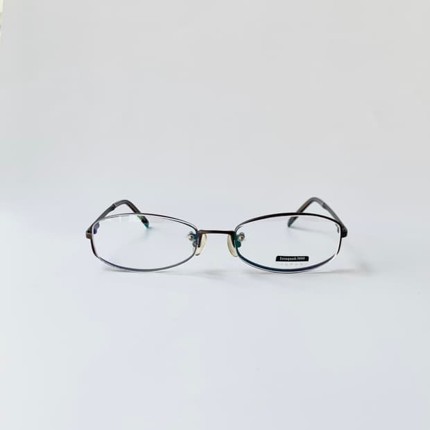 [픽키-609] 브라운 메탈 하프림 안경 데드스탁 프레임