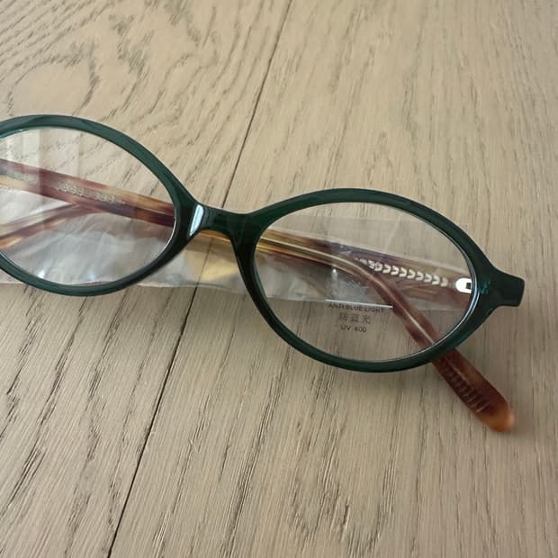 Y2K 그린/호피 라운드 안경