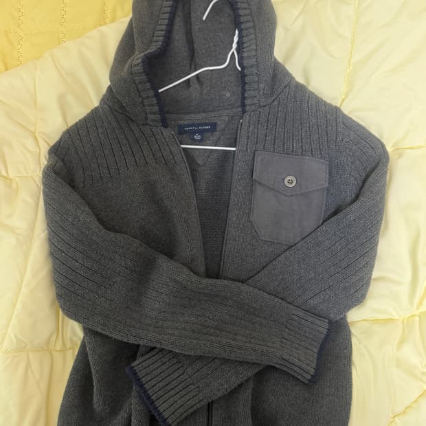 타미힐피거 니트 후드집업