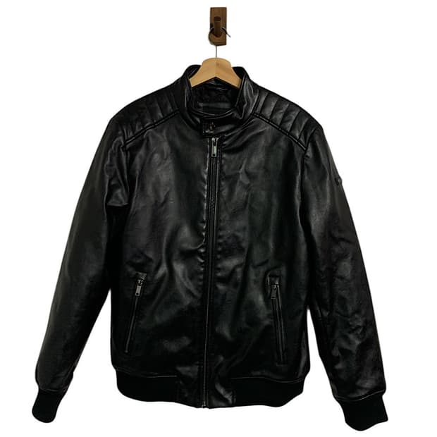 DKNY 페이크 레더 봄버 자켓 M