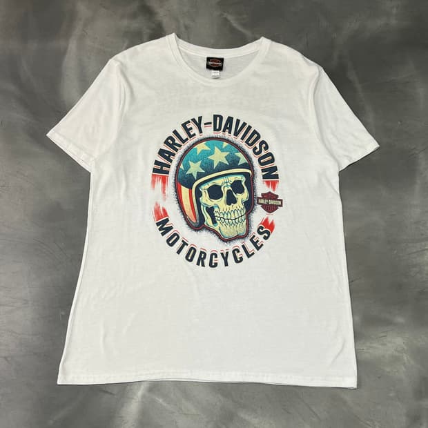  USA 할리데이비슨 스컬 프린팅 반팔티 y15714