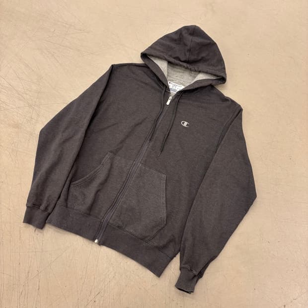 챔피온 그레이 스몰로고 후드 집업