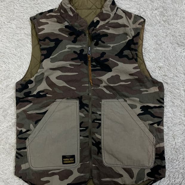 빈티지 카모플라쥬 퀼팅 조끼/#2858