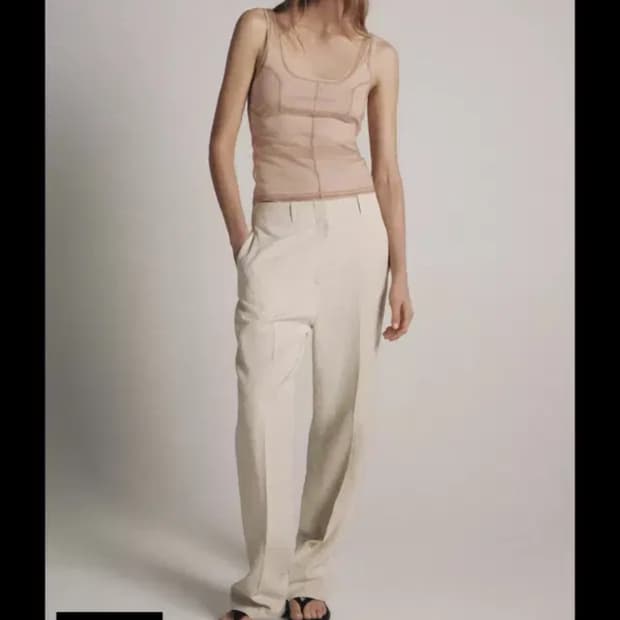 자라 스티치 튤 탑